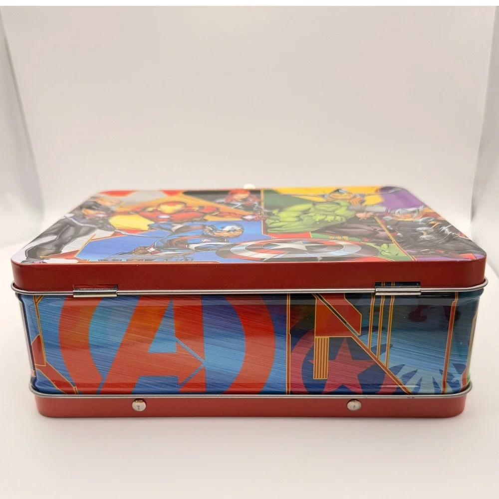 Marvel Kids Avengers Tin Lunch Box Red Superhero Iron Man Hulk Captain America